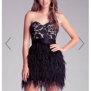 Bebe Isis Lace Feather Dress